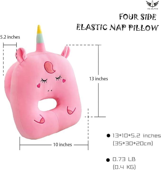 Pink Unicorn Plush Stuffed Cute Napping Toy Pillow for Kids Girls, Kawaii Toys Throw Pillow Doll Gift for Girlfriend, Office Neck Pillow for Cervical Pain Relief