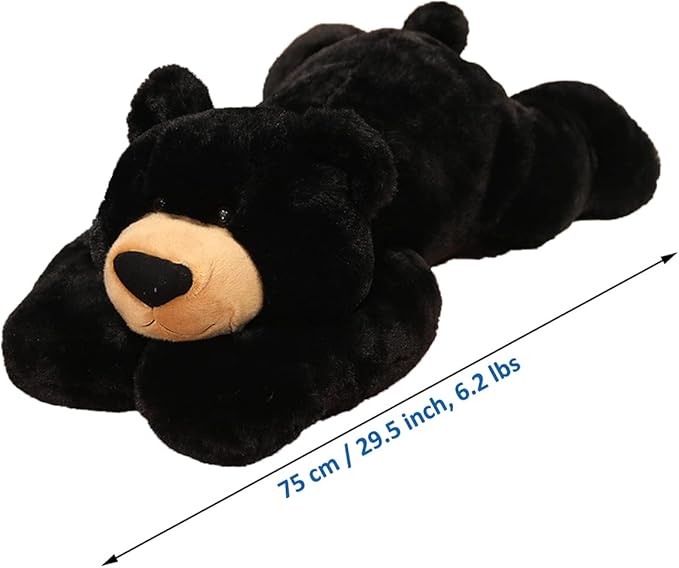 Doireum Weighted Stuffed Animal, 6.2 lbs Black Bear Plush Toy & Throw Pillow Gift for Boys & Girls, 29.5 inch
