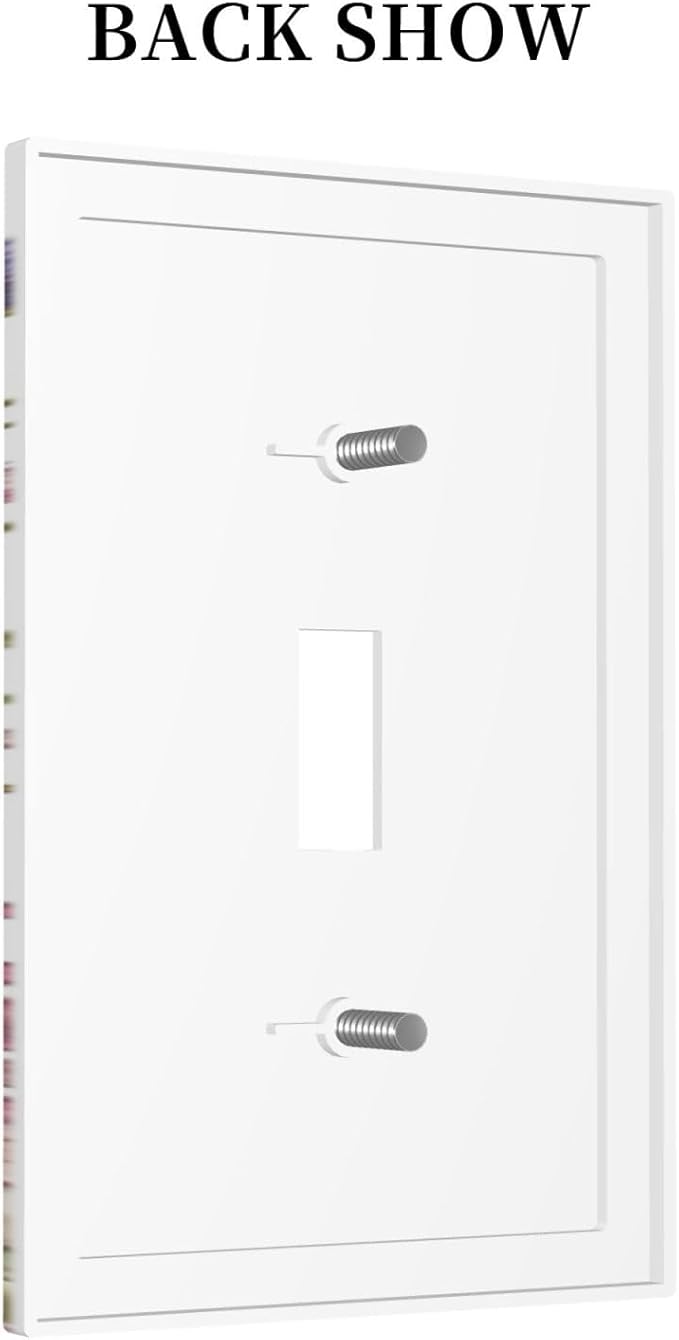 Light Switch Cover Plate Botanical Wildflowers Dragonfly Colorful Floral 1 Gang Single Toggle Decorative Switch Plates Wall Plates Electrical Faceplate for Bathroom Bedroom Decor