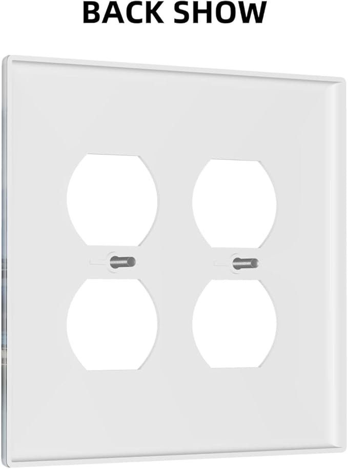 Colorful Nyc Skyline Textured Modern Abstract Outlet Covers 2 Gang Double Duplex Decorative Light Switch Covers Electrical Wallplates Socket Faceplate for Bedroom Living Room Decor