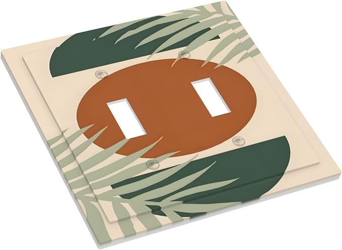 Outlet Covers Vintage Boho Sun Leaf 1 Gang Duplex Light Switch Cover Plate Decorative Wall Plates Electrical Switchplate Receptacle for Bathroom Bedroom Decor（2 Pack）