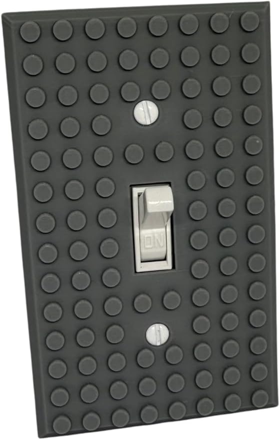 Brick Wall Plate, Single Toggle Light Switch Cover for Kids Bedroom, Game Room, 1-Gang (Gray)