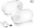 Lyridz Rechargeable Motion Sensor Night Light, Cool White LED Stick-on Closet Light with Dusk to Dawn Sensor, 1-20LM Stepless Adjustable Brightness for Bedroom, Wall, Kitchen, Stairs, Hallway, 2-Pack