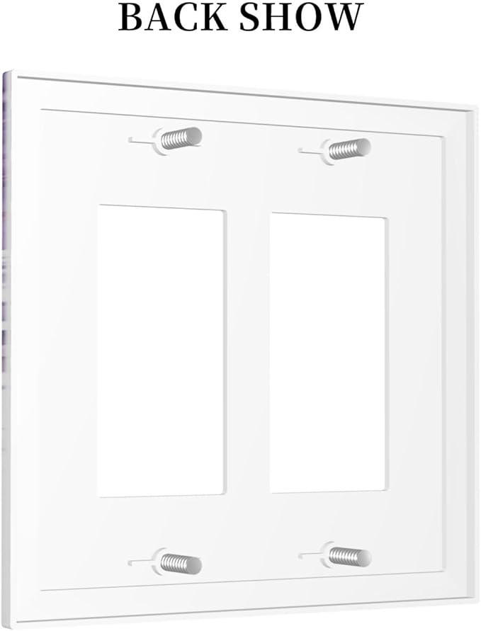 Purple Plants Leaves Eucalyptus Vine Floral Flowers Decorative Outlet Covers 2 Gang Double GFCI Rocker Electrical Wall Panels Light Switch Cover Plate for Bedroom Living Room Decor