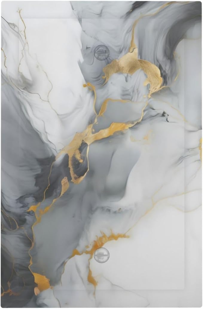 Gold Marble Grey Art Abstract Luxury Print Light Switch Cover Plate 1 Gang No Device Blank Electrical Wall Plates Faceplate Decorative Switch Plate for Kitchen Bathroom Decor