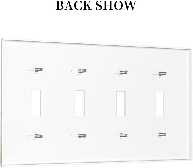 Light Switch Covers Vintage Rustic Brown Wood Grain Quad Toggle Electrical Faceplate 4 Gang Wall Plate Decorative Switch Plates for Bedroom Farmhouse Decor
