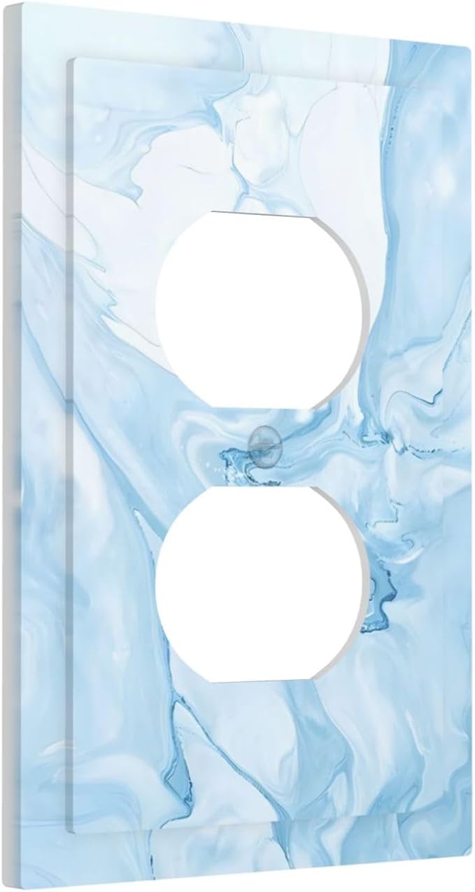 Navy Blue Sea Waves Spilled Ink Marble Simplicity Print Outlet Covers 1 Gang Duplex Light Switch Cover Decorative Switch Plates Electrical Receptacle Faceplate Wall Plate for Bathroom Living Room