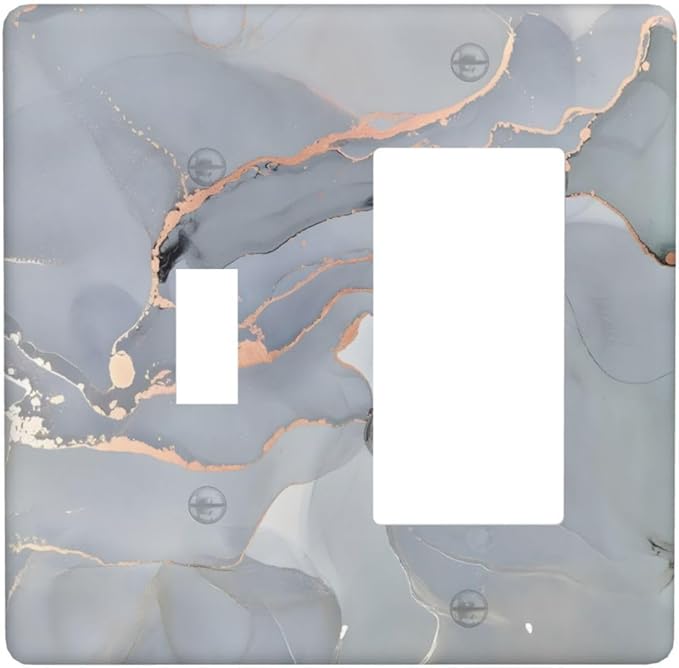 Gray And Gold Marble Abstract Luxury Print Outlet Covers 1 Toggle 1 Rocker Combination Decorative Wall Plate Electrical Switch Plates Light Switch Cover Plate for Bathroom Kitchen Bedroom Decor