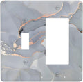 Gray And Gold Marble Abstract Luxury Print Outlet Covers 1 Toggle 1 Rocker Combination Decorative Wall Plate Electrical Switch Plates Light Switch Cover Plate for Bathroom Kitchen Bedroom Decor