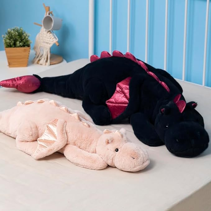 Black Weighted Stuffed Animals 10Lbs 35.4", Weighted Dragon Stuffed Animal for Kids and Adults, Heavy Weighted Stuffed Animals for Comfort and Relaxation
