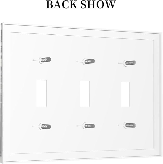 Black Marble Patterns Low Key Luxurious Decorative Switch Plates 3 Gang Wall Plate Triple Toggle Light Switch Cover Faceplate Electrical Wall Panels for Bathroom Kitchen Decor