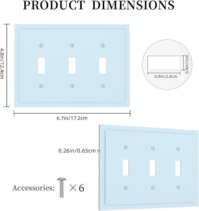 Aqua/Teal 3 Gang Light Switch Plate Decorative Triple Toggle Wall Plate Cover Electrical Faceplate Switch Face Plate