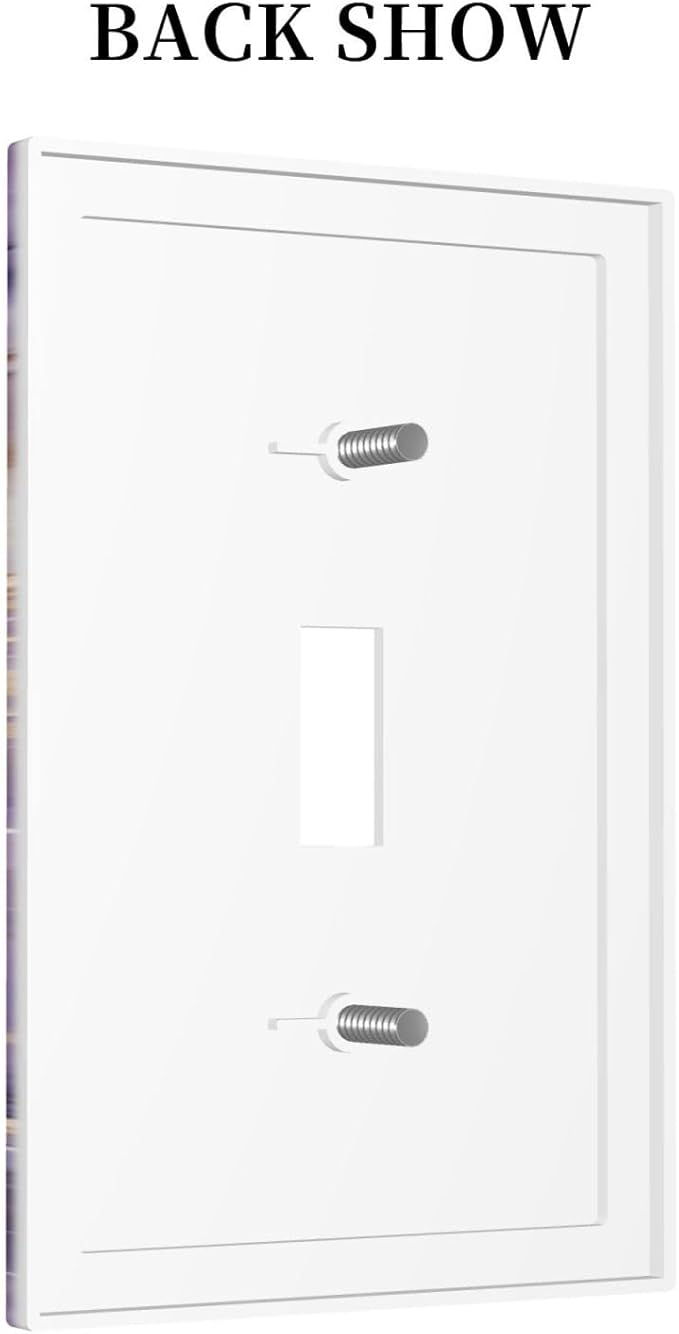Abstract Purple Gold Marble Texure Luxurious Decorative Light Switch Cover 1 Gang Single Toggle Device Electrical Faceplate Switchplates Decorator Outlet Wall Plate for Bathroom Living Room Decor