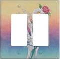 Skeleton Flower Double Rocker Wall Plate Decorative 2 Gang Light Switch Covers Electrical Switchplate Home Decorate Faceplat for Bathroom Bedroom Kitchen Room 4.5 x 4.5 Inch