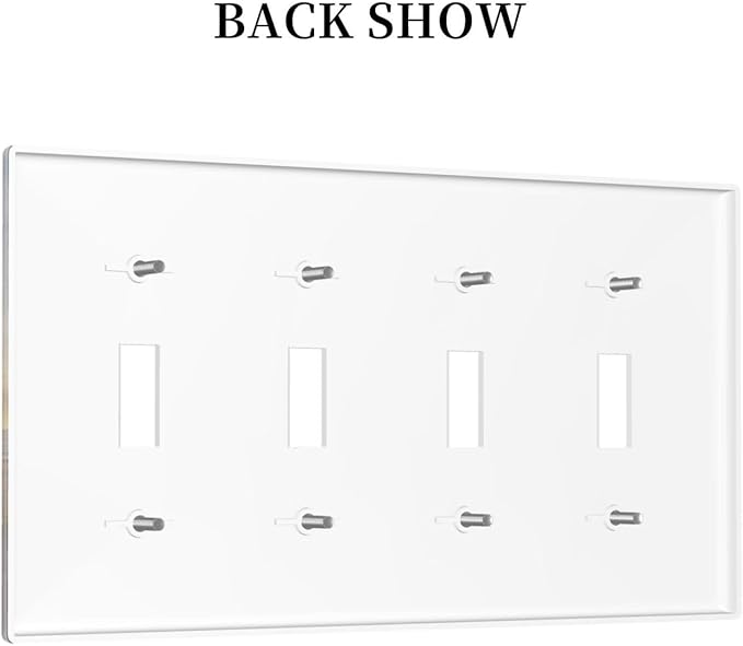 Sun Beach Grass Ocean Landscape Quad Toggle Wall Plate Covers Decorative 4-Gang Wall Plates Farmhouse Western Brown Barn Door Electrical Switchplate for Bathroom Bedroom Kitchen Decor 4.5 X 8 In