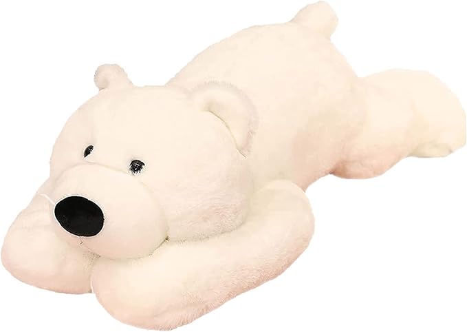 Doireum Weighted Stuffed Animals, 6.2 lbs Weighted Polar Bear Stuffed Animal Toy White Bear Plush Animals Throw Pillow Gifts for Boys Girls, 29.5 inch