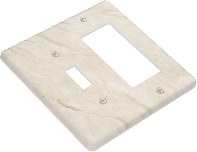 White Taupe Marble Abstract Luxury Outlet Covers 1 Toggle 1 Rocker Combination Decorative Wall Plate Electrical Switch Plates Light Switch Cover Plate for Bathroom Kitchen Home Decor