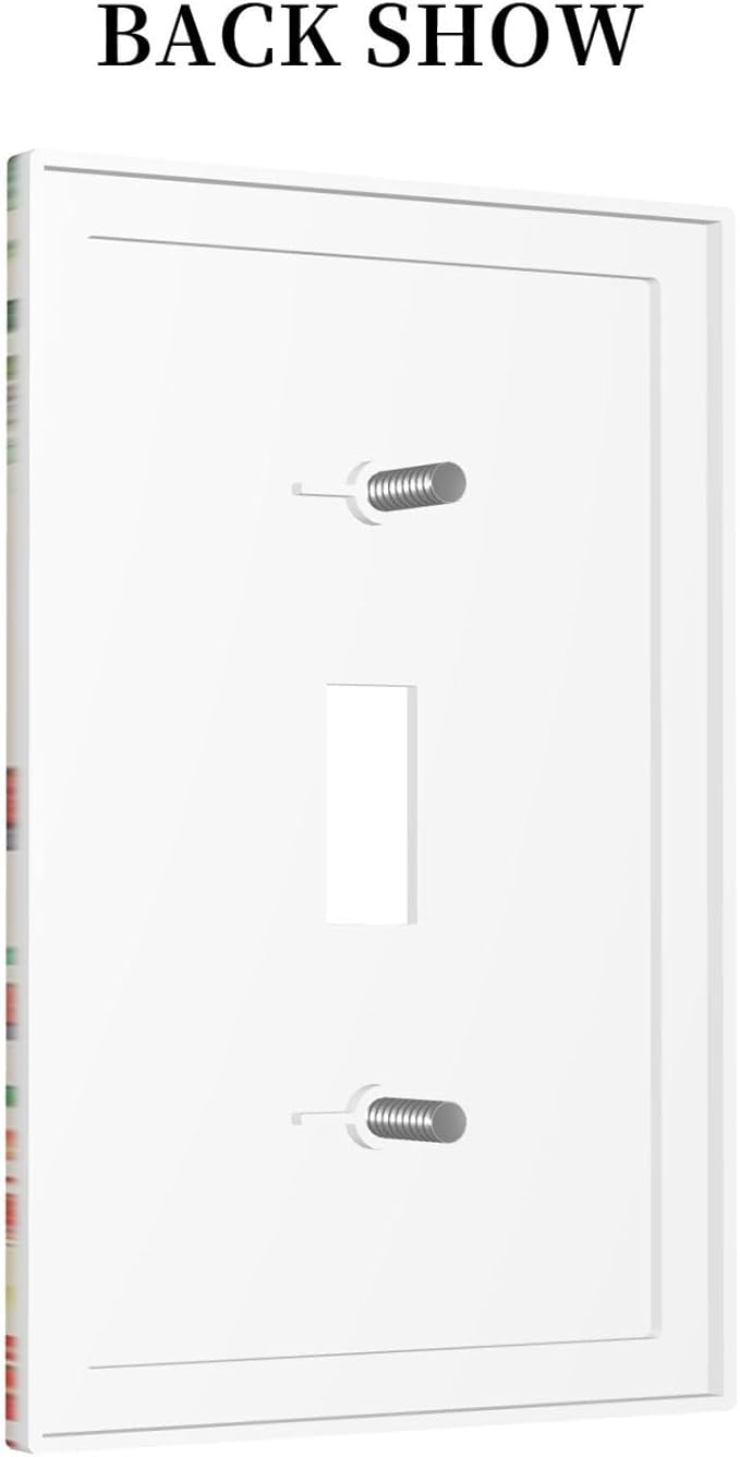 Decorative Light Switch Cover Boho Mushrooms Frogs Butterflies Flowers Moon Stars 1 Gang Single Toggle Decorator Outlet Wall Plate Device Electrical Faceplate Switchplates for Kids room