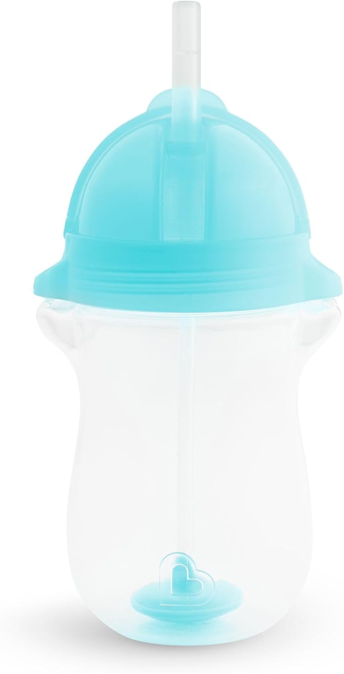Munchkin Straw Cups, 10 Ounce, Weighted, Click Lock Lid | 4 Pack | Blue/Green | Toddler | Any Angle