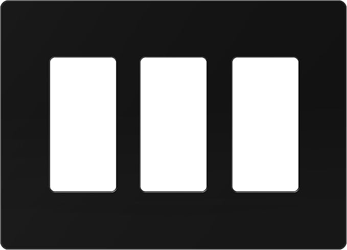 ENERLITES Screwless Decorator Wall Plates Child Safe Outlet Covers, Gloss Finish, Medium Size 3-Gang 4.88" H x 6.77" L, Unbreakable Polycarbonate Thermoplastic, SI8833M-BK, Black