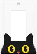 Peeking Cute Black Cat Single Rocker Switch Cover - 1-Gang Standard US Size Curious Cat Eyes Light Switch Covers for Cat Lover Decor