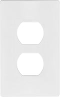 TG Screwless Duplex Wall Plate, Child Safe Receptacle Outlet Cover, Standard Size, 1-Gang 4.68" x 2.93", Unbreakable Polycarbonate Thermoplastic, UL Listed, SP-S1-W, Glossy, White