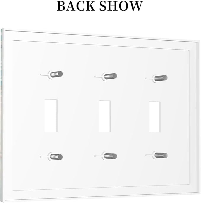 Decorative Switch Plates Ocean Waves Starfish Conch Scallop Shell 3 Gang Wall Plate Triple Toggle Light Switch Cover Faceplate Electrical Wall Panels For Kids Room Nursery Decor