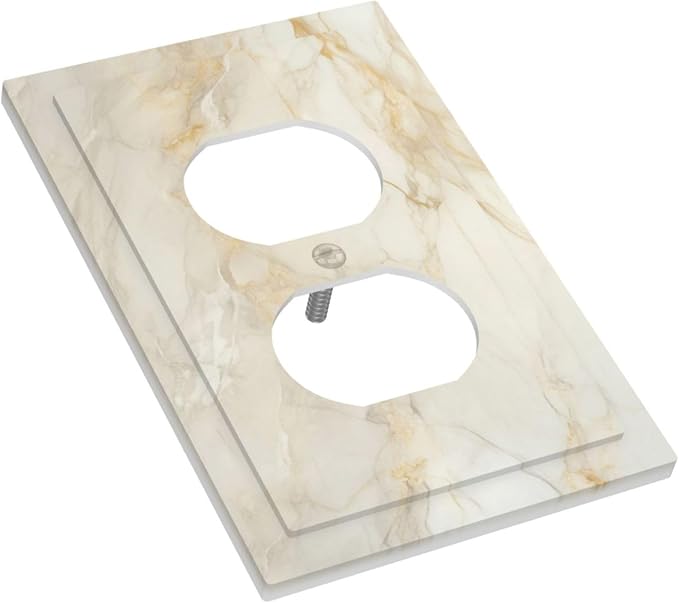 Decorative Outlet Covers Beige Gold Marble Abstraction Morden Art 1 Gang Duplex Light Switch Cover Plate Electrical Switch plates WallPlates Socket Covers for Kitchen Bathroom Decor