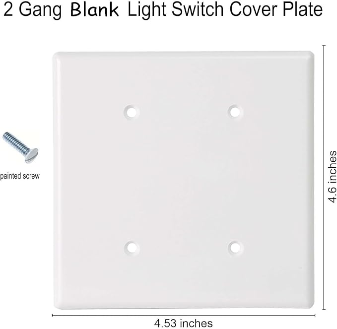 ZEFTV Blank Wall Plates 2-Gang blank Switch Outlet Electrical Cover Plate Unbreakable Thermoplastic Faceplate for Light Receptacle Outlet Switch, White (4 Pack)