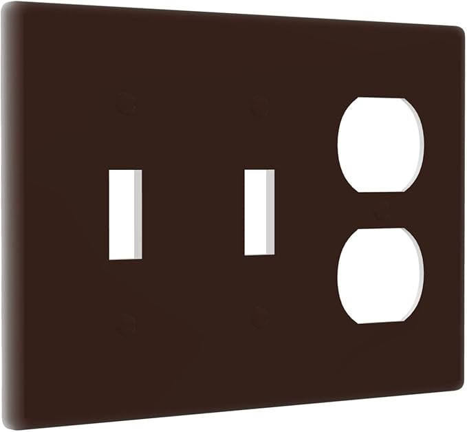 Coffee Brown 3 Gang 2 Toggle 1 Duplex Combination Light Switch Plate Decorative Triple Toggle Wall Plate Cover Electrical Faceplate Switch Face Plate