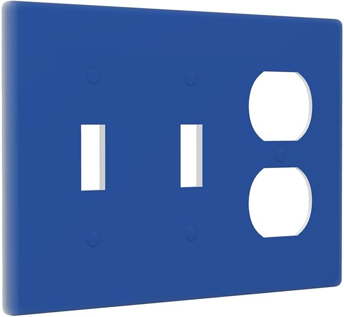 Decorative Royal Blue 3 Gang 2 Toggle 1 Duplex Combination Light Switch Covers, Navy Three Gang Triple Toggle Electrical Combo Toggle/Receptacle Outlet Switch Face Wall Plate Covers