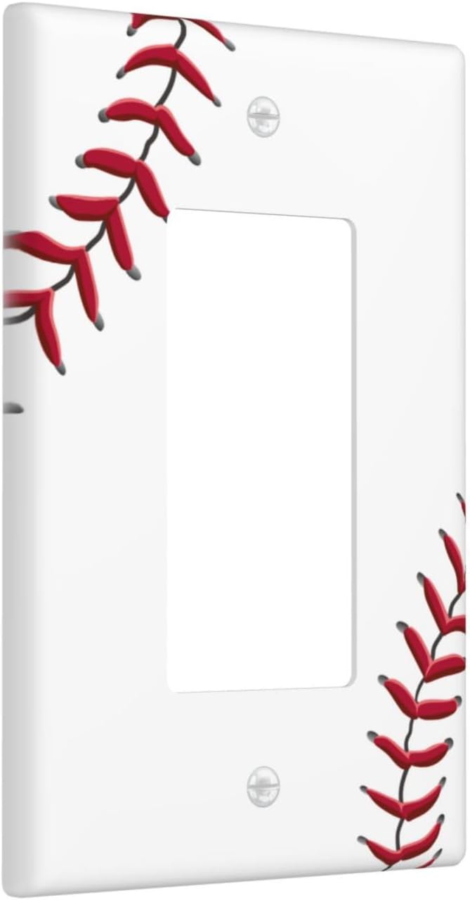 Baseball Single Gang Rocker Light Switch Cover Plates Decorative Outlet Covers, 1 Gang Rocker Wall Plate