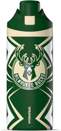 Hydrapeak x NBA Officially Licensed Milwaukee Bucks Oasis 20 oz Insulated Kids Water Bottle, Stainless Steel Water Bottle Kids with Chug Lid, Push Button