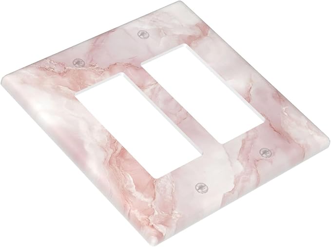 Outlet Covers Pinkish-White Marble Abstract Luxury Elegant 2 Gang Double Rocker Light Switch Cover Plate Decorative Wall Plate GFCI Socket Cover Electrical Switch Plate Covers for Bathroom Home