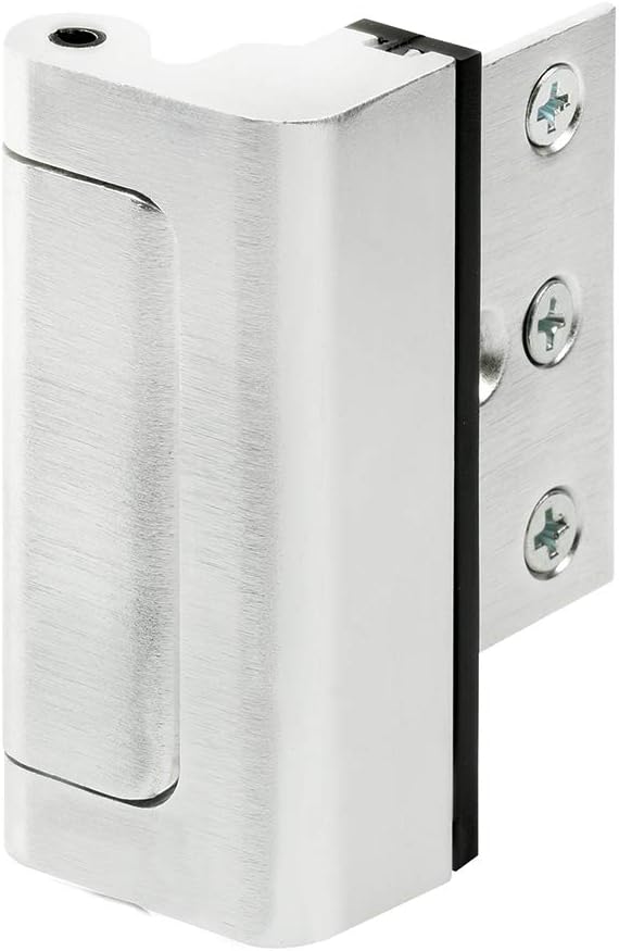 Prime-Line U 11325 Door Reinforcement Lock – Add Extra, High Security to your Home and Prevent Unauthorized Entry – 3” Stop, Aluminum Construction, Brushed Chrome (Single Pack)