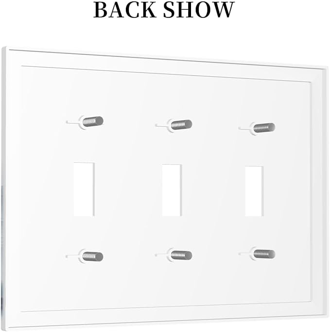 Decorative Switch Plates Mountain Foggy Lake Boat Grey Blue Forest Birds 3 Gang Wall Plate Faceplate Triple Toggle Light Switch Cover Electrical Wall Panels for Bedroom living Room Decor