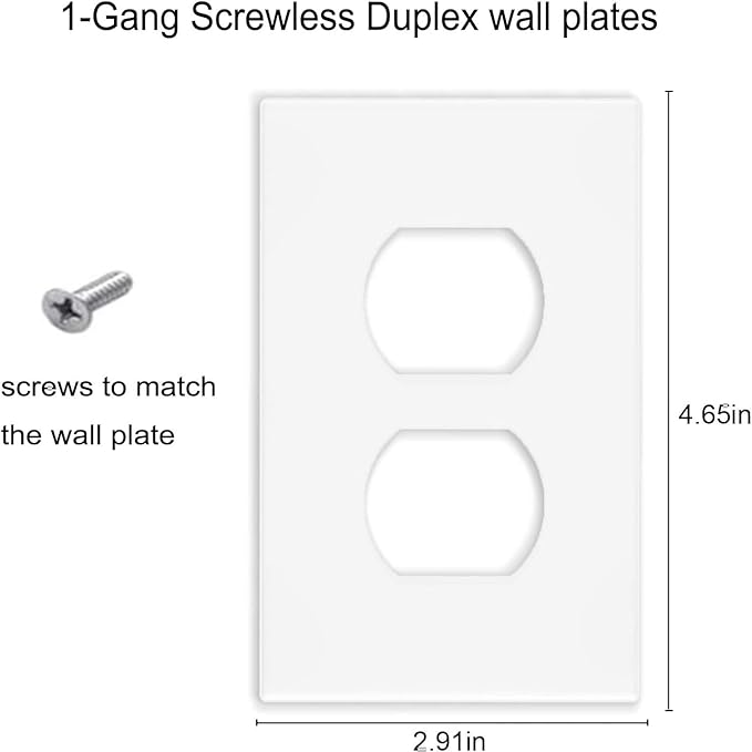 Screwless Duplex Receptacle Outlet Cover Wall Plates 1-Gang Duplex Switch Outlet Electrical Cover Plate Unbreakable Thermoplastic Faceplate for Decorative Receptacle Outlet Switch, White (10 Pack)