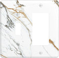 White Gold Marble Modern Abstract Luxury Print Outlet Covers 1 Toggle 1 Rocker Combination Decorative Wall Plate Electrical Switch Plates Light Switch Cover Plate for Bathroom Kitchen Decor