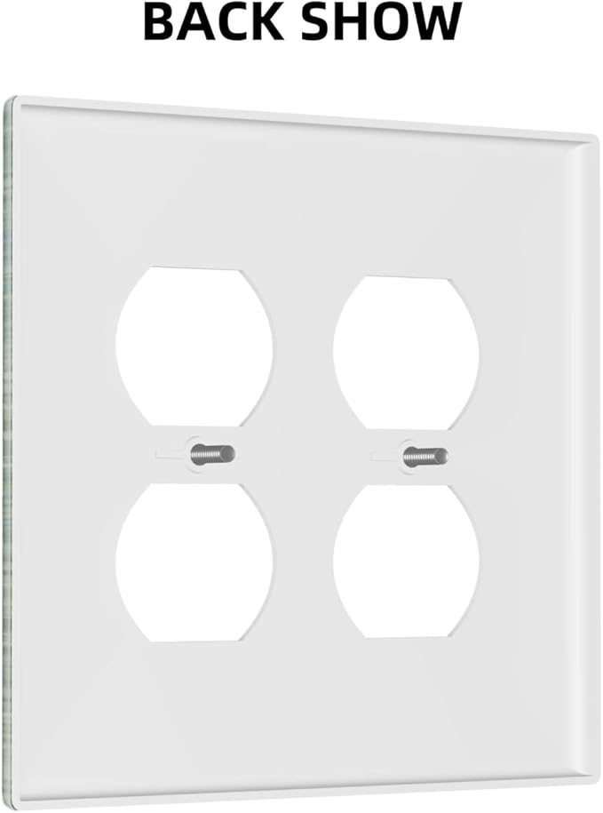 Sage Green Boho Vintage Floral Outlet Covers 2 Gang Double Duplex Decorative Light Switch Covers Electrical Wallplates Socket Faceplate for Bedroom Living Room Decor
