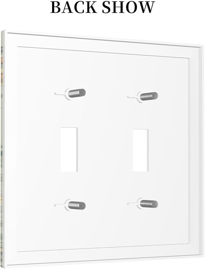 Decorative Switch Plates Vintage Floral Cute Cat Colorful Flowers 2 Gang Double Toggle Outlet Light Switch Cover Wall Plate Electrical Faceplate For Bed Room Living Room Decor