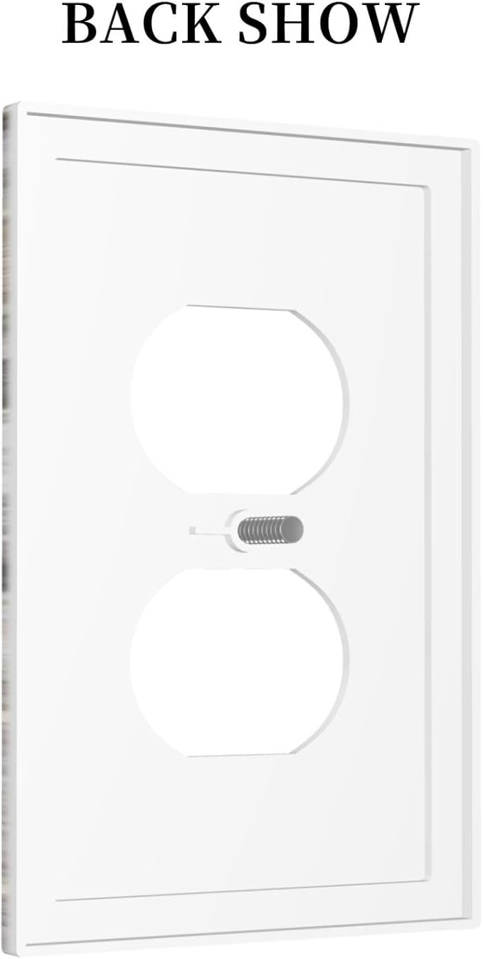 Vintage Light Wood Retro Rustic White Gray Oak Print Outlet Covers 1 Gang Duplex Light Switch Cover Decorative Switch Plates Electrical Receptacle Faceplate Wall Plate for Farmhouse Home Decor