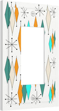 Modern Mid Century Geometric Abstract 1-Gang Decorator Rocker Outlet Light Switch Cover Retro Funny 1960S Diamond Atomic Art Decorative Single Device GFCI Receptacle Switch Wall Plate Dimmer Mid Size