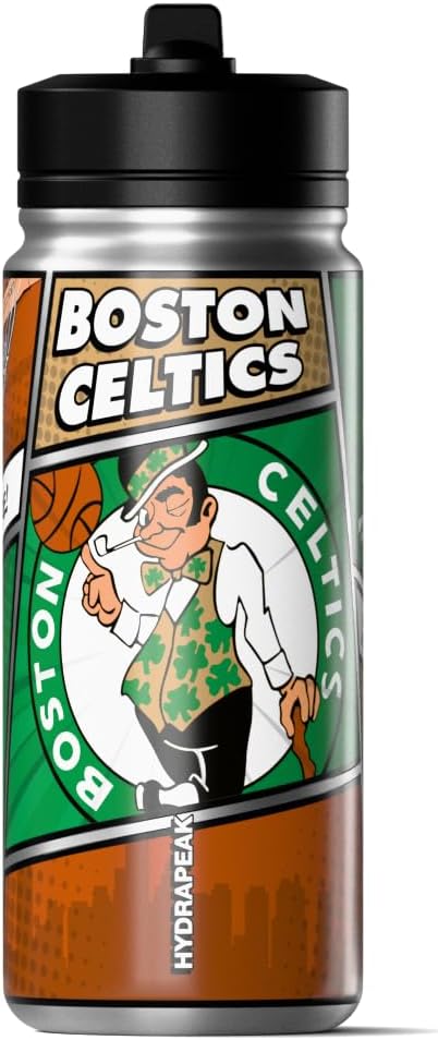 Hydrapeak x NBA Boston Celtics 20 oz Stainless Steel Water Bottle, Officially Licensed Double Wall Insulated Sports Bottle with Straw Lid, Reusable Leakproof Gift for Kids & Adults
