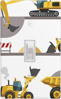 Construction Truck 1-Gang Toggle Light Switch Plate, Excavator Truck Wall Plate for Boys Kids Room, Playroom & Bedroom