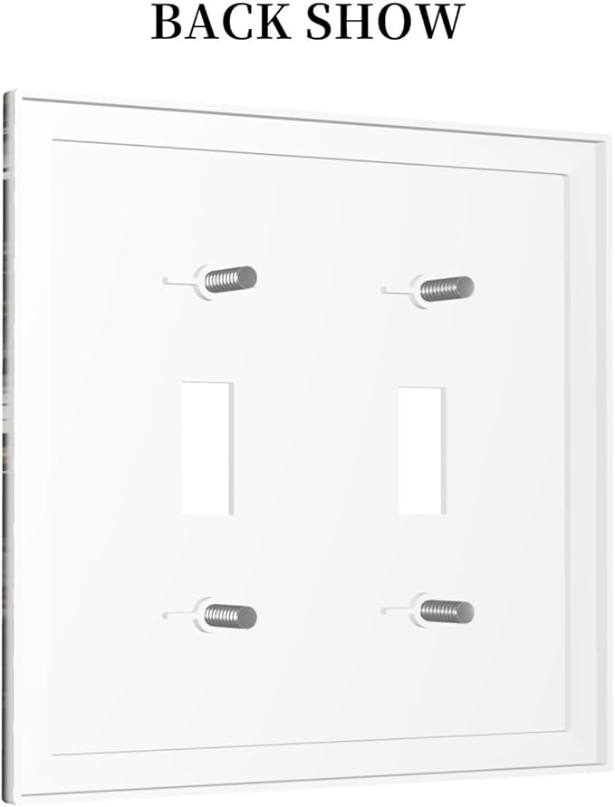 White Black Daisy Wildflower Modern Chrysanthemum Decorative Switch Plates 2 Gang Double Toggle Outlet Light Switch Cover Wall Plate Electrical Faceplate for Bedroom Farmhouse Decor