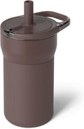 BrüMate Leap 12oz 100% Leakproof Kids Tumbler with Handle & Silicone Soft Straw | Durable Drop Resistant Silicone Sleeve | Made of Insulated Stainless Steel | Cup Holder Friendly | (Java)