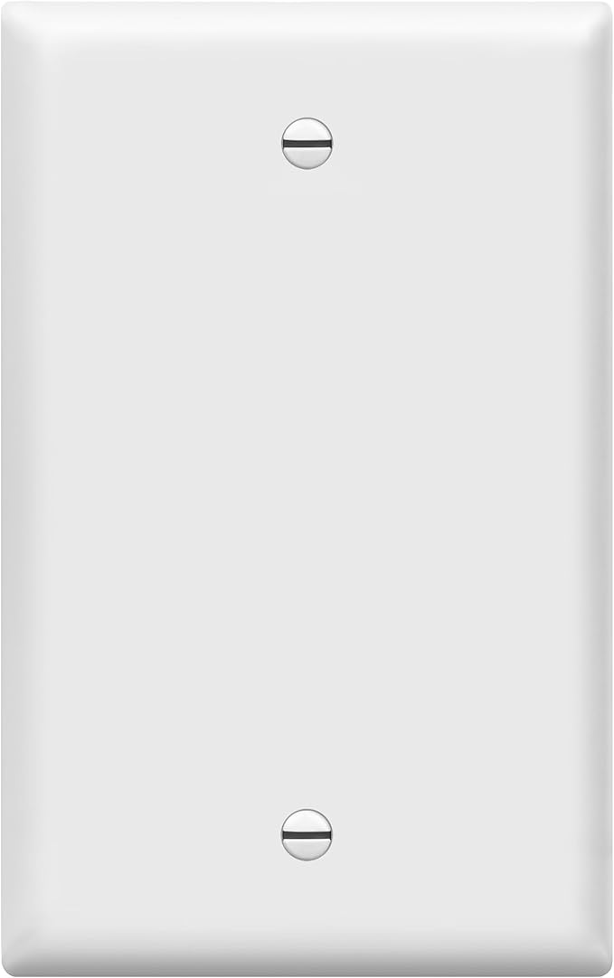 ENERLITES Blank Device Wall Plate, Gloss Finish, Mid-Size 1-Gang 4.88" x 3.11", Unbreakable Polycarbonate Thermoplastic, UL Listed, 8801M-W, White