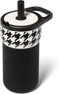 BrüMate Leap 12oz 100% Leakproof Kids Tumbler with Handle and Silicone Soft Straw | Durable Drop Resistant Silicone Sleeve | Made of Insulated Stainless Steel | Cup Holder Friendly | (Houndstooth)