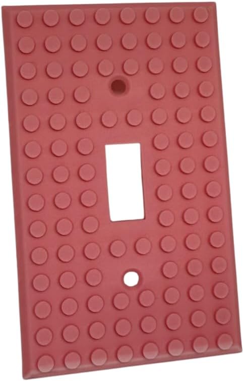 Brick Wall Plate, Single Toggle Light Switch Cover for Kids Bedroom, Game Room, 1-Gang (Pink)