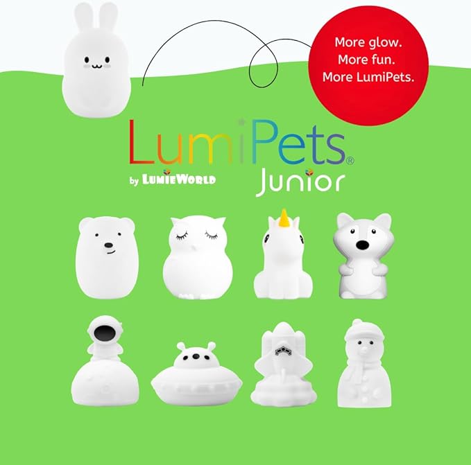 Lumipets Junior Bunny Night Light, Soft Silicone Material, 8 Soothing Colors, Cordless, Easy Control, Portable
